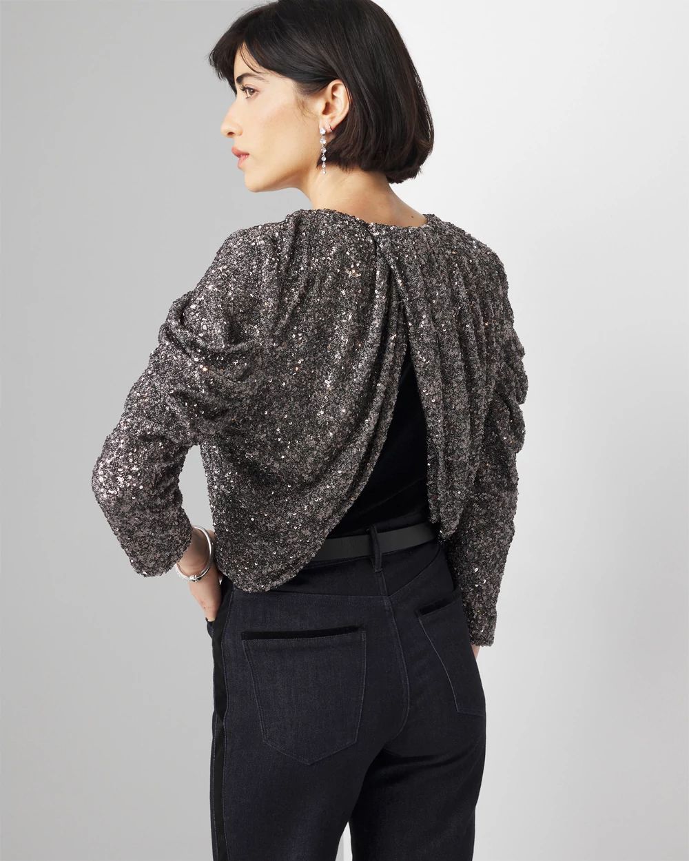Sequin Drape Bolero